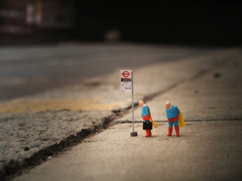 Little people project - cool miniature art -  bus stop