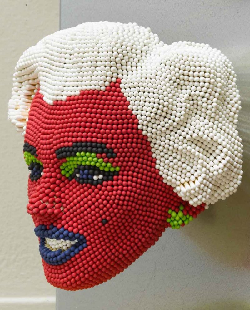 Matcheads by David Mach - Matches art  Marilyn Monroe red